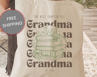 Bolso de mano para abuela, regalo del Día de la Madre para la nueva abuela, Abuela Est 2026, bolso de lona floral personalizado, regalos significativos para ella.