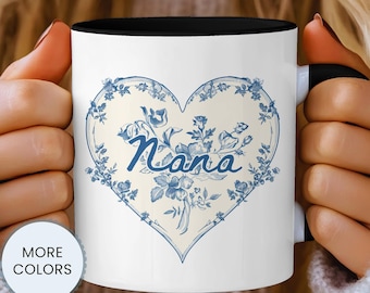 Taza Nana personalizada, regalo del Día de la Madre para la abuela, taza floral personalizada con nombre Nana Mimi Gigi, regalo para el primer Día de la Madre de la abuela.