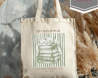 Bolso de mano floral para abuela, regalo del Día de la Madre para la nueva abuela, Abuela Est 2026, bolso de lona personalizado, regalos significativos para ella.