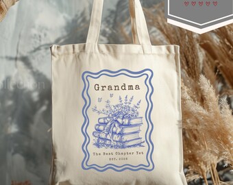 Bolso de mano personalizado para la abuela, regalo del Día de la Madre para la nueva abuela, Abuela Est 2026, bolso de lona floral personalizado, regalos significativos para ella.