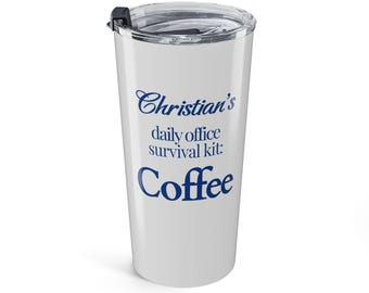 Funny Office Coffee Tumbler, Personalized Coworker Gift, Custom Name Coffee Lover Mug