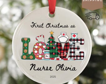 Krankenschwester Weihnachtsverzierung, personalisierte neue Krankenschwester Geschenk, Krankenschwester erste Weihnachtsverzierungen, RN Geschenk, Abschlussfeier der Krankenschwester, Andenken der Krankenschwester