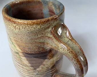 Tall Handmade Pottery Mug in Warm Natural Glazes - One of a Kind - Large Coffee Mug - Fine Everyday Ceramics by Cherie Giampietro