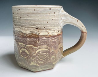 Swirled Clay Pottery Mug - Two Contrasting Clays - 16 Ounce Coffee Mug - Wheel Thrown Ceramics - Unique Handmade Mug by Cherie Giampietro