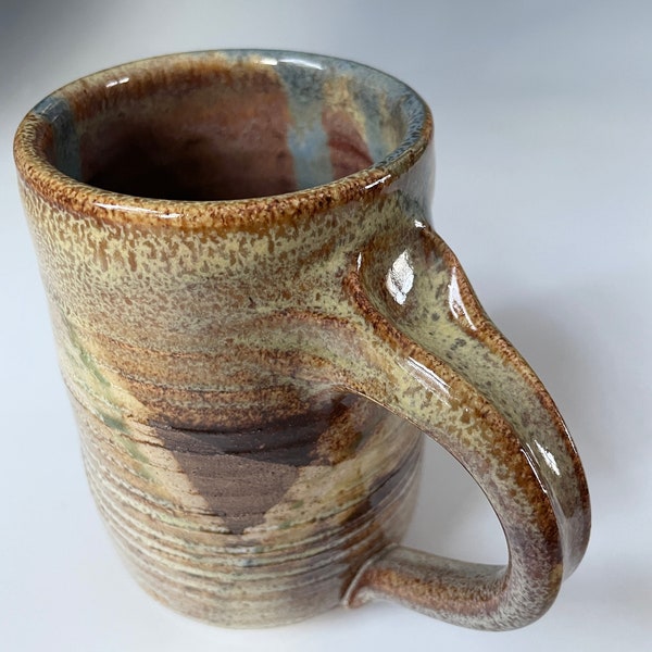 Tall Handmade Pottery Mug in Warm Natural Glazes - One of a Kind - Large Coffee Mug - Fine Everyday Ceramics by Cherie Giampietro