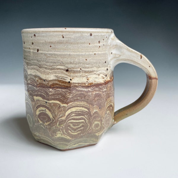 Swirled Clay Pottery Mug - Two Contrasting Clays - 16 Ounce Coffee Mug - Wheel Thrown Ceramics - Unique Handmade Mug by Cherie Giampietro