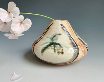 Unique Ceramic Vase with Brushwork Design - Home Decor - Flowers - Bud Vase - Art Pottery by Cherie Giampietro - Ceramic Design by Cherie