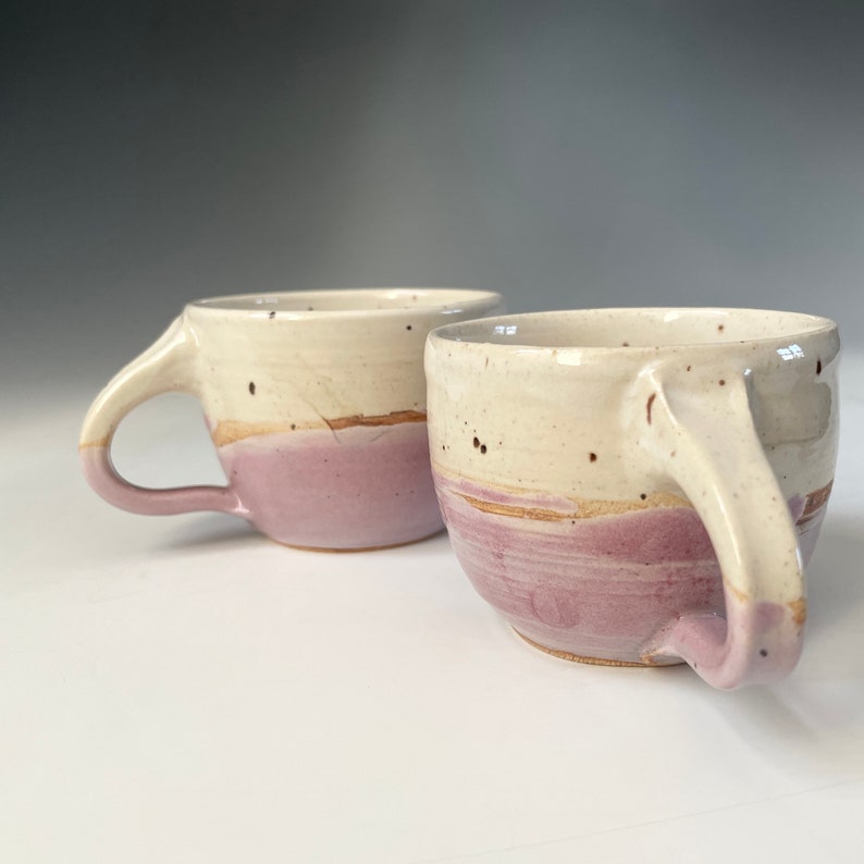 A Pretty Cup in Pink and White 8 Ounce Size One of a Kind Wheel Thrown Pottery by Cherie Giampietro Ceramic Design by Cherie image 3