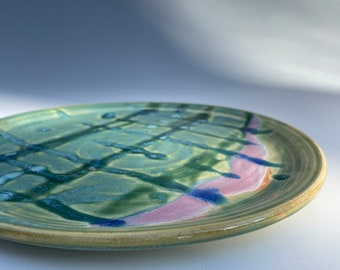 Wheel Thrown Pottery Plate with Rim - 10 Inch Round - Handmade Ceramics by Cherie Giampietro - Ceramic Design by Cherie