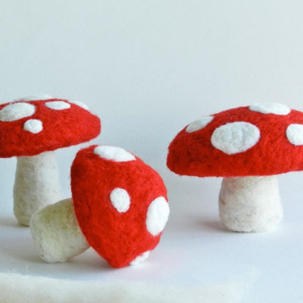 DIY Mushroom PDF Instructions Download - Make Your Own Red Polka Dot Felted Mushroom - Super Mario Brothers Mushroom