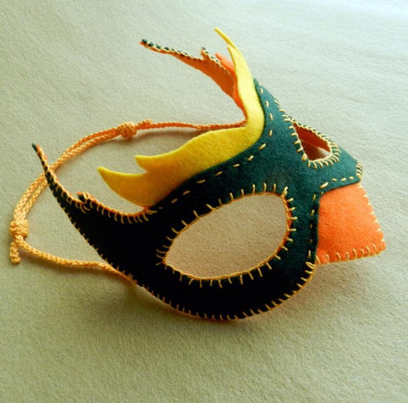 ON SALE 2 Patterns Blue Bird Felt Mask Patterns PDF for Halloween, costume parties, dress up and role playing Mardi Gras Pagan Mask image 4