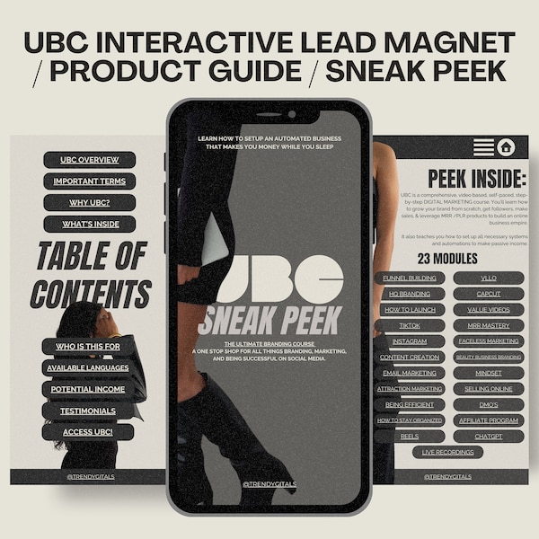 UBC Product Knowledge Guide | UBC Lead Magnet | UBC Sneak Peek - Digital Marketing Guide with Master Resell Rights & Plr | Aesthetic Guide