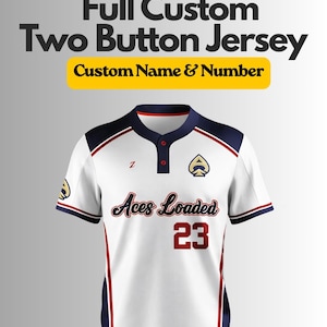 Custom Two-Button Baseball Jersey with Name and Number - Team Sports Uniform
