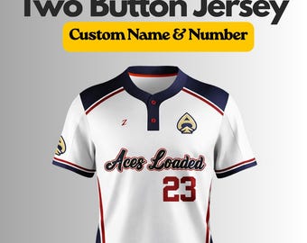 Custom Two-Button Baseball Jersey with Name and Number - Team Sports Uniform