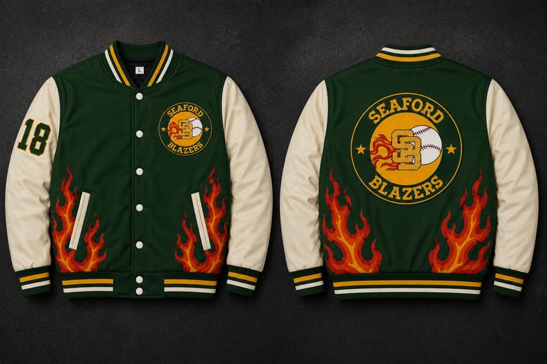 Custom logo bomber jacket, personalized team jacket, sublimated polyester outerwear, baseball softball football team apparel, custom player name number jacket, school sports team clothing.