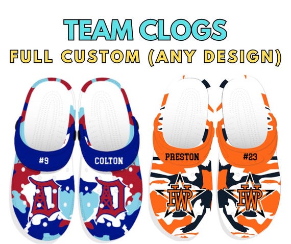 Custom Clogs Personalized With Team Logo Player Name and Number Men Women Youth Baseball Hockey Lacrosse Custom Kids Clogs Etsy