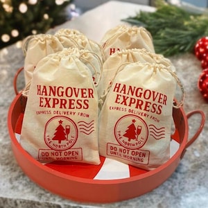 Christmas Hangover Kit | Holiday Recovery Favor | Christmas Party Survival Bag | Stocking Stuffer Idea | Hangover Santa Sack