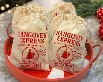 Christmas Hangover Kit | Holiday Recovery Favor | Christmas Party Survival Bag | Stocking Stuffer Idea | Hangover Santa Sack