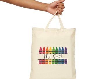 Personalized Custom Teacher Cotton Canvas Tote Bag Teacher Appreciation Gifts Fast Shipping