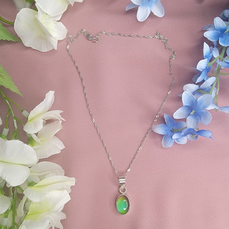 Color Changing Necklace, Mood Necklace, Color Changing Stone, Handmade