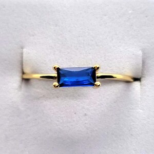 14K Gold Plated Sterling Silver Ring, Baguette Zircon Ring, Dainty Stacking Ring, Minimalist Jewelry, Gift for Her, Promise Ring, Unique