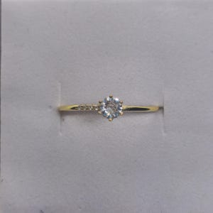 Gold Plated Cubic Zirconia Ring: Dainty Sterling Silver Band
