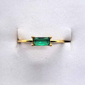 14K Gold Plated Sterling Silver Ring, Baguette Zircon Ring, Dainty Stacking Ring, Minimalist Jewelry, Gift for Her, Promise Ring, Unique