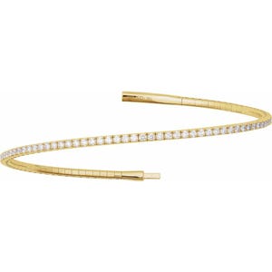 14K Gold Lab Grown Diamond Bracelet – Flexible Bangle in Yellow or White Gold, Dainty Tennis Bracelet, Ethical Jewelry, Gift for Her, Gold