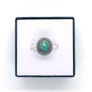 Handmade Oval Turquoise Ring: Sterling Silver Gemstone Jewelry