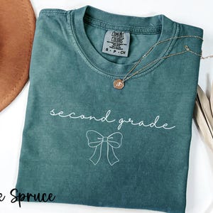 Comfort Colors® Second Grade Teacher Shirt with Bow, 2nd Grade Teacher Gift Shirt, 2nd Grade T-Shirt, Second Grade TShirt, Elementary School