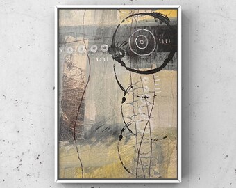 Small Abstract Painting, Modern Original, Mixed Media Artwork, Textured Art, Neutral Colors, Miniature Contemporary Design, One of a Kind