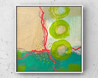 Original Mixed Media Art, Small Abstract One of a kind Painting, Bright Mini Design, Modern Contemporary Art, Organic Lines and Shapes