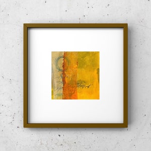 Abstract Mixed Media Art, Matted Original One of a Kind Artwork, Expressive Design, Miniature Contemporary Wall Art, Small Modern Home Decor image 1