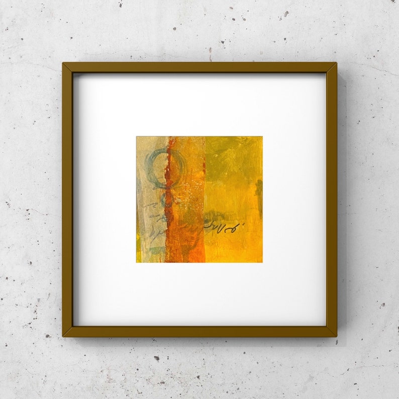 Abstract Mixed Media Art, Matted Original One of a Kind Artwork, Expressive Design, Miniature Contemporary Wall Art, Small Modern Home Decor image 1