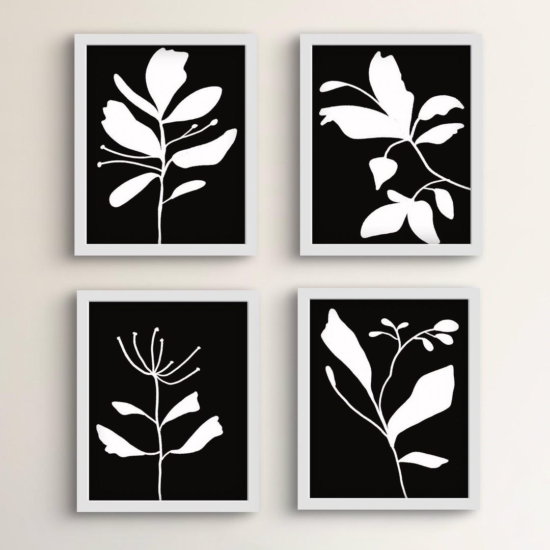 Black and White Botanical Art Print: Modern Minimalist Garden Design - Etsy