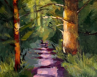 Original Landscape, Aerial View Painting, Small 9 X 12, One of a