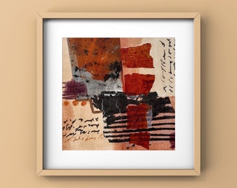 Original Mixed Media Art, Small Abstract Collage, One of a kind, Earth Colors, Mini Expressionist Design, Modern Contemporary Art