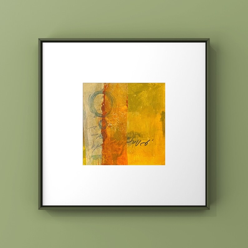 Abstract Mixed Media Art, Matted Original One of a Kind Artwork, Expressive Design, Miniature Contemporary Wall Art, Small Modern Home Decor image 3