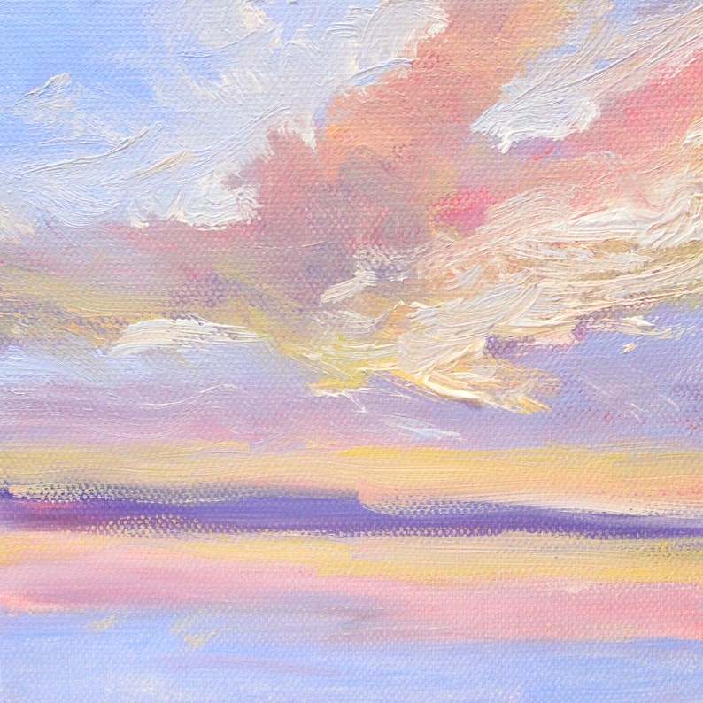 Pastel Sky Oil Painting Small Original