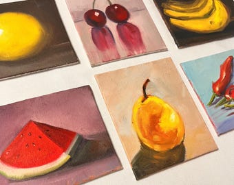 Small Kitchen Art, Oil Painting 4x5 Canvas Art, Wall Decor, Original One of a Kind Art Gift
