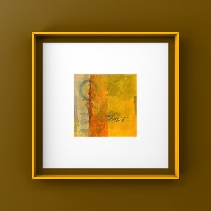 Abstract Mixed Media Art, Matted Original One of a Kind Artwork, Expressive Design, Miniature Contemporary Wall Art, Small Modern Home Decor image 4