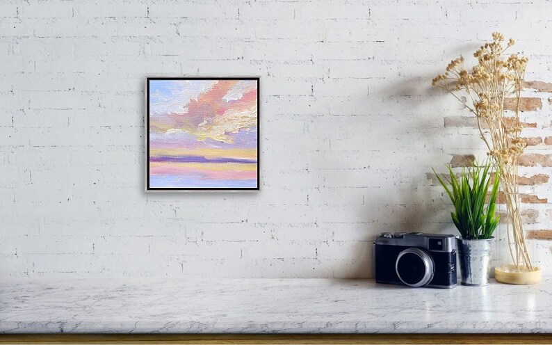 Pastel Sky Oil Painting Small Original