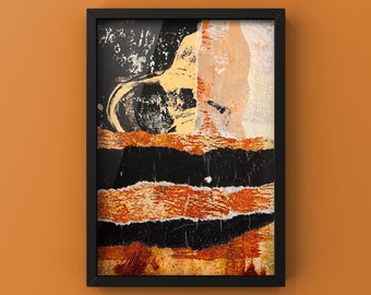 Mini Abstract Painting, Modern Original, Mixed Media Collage, Textured Art, Earth Colors