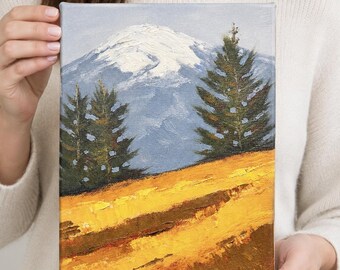 Mountain Painting, Original 8x10 Stretched Canvas Artwork