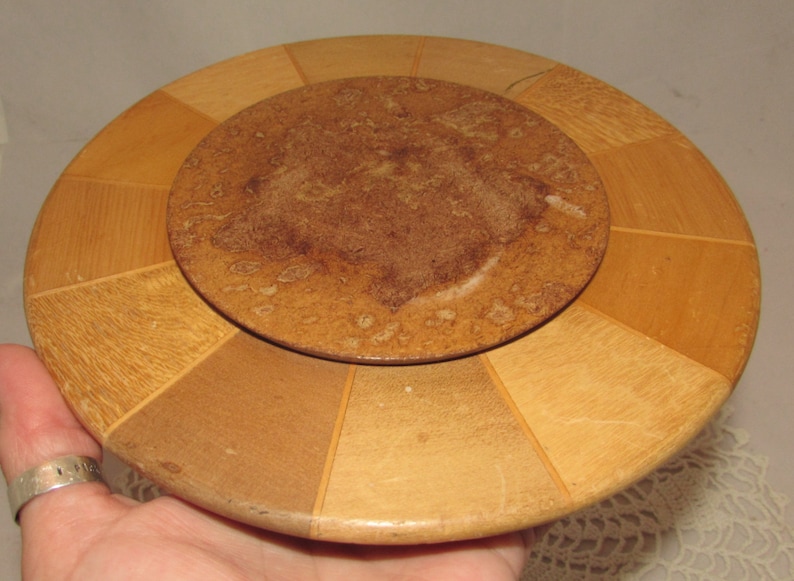 6 types of wood Vintage Souvenir Wooden Trivet from New Zealand Timbers by Sovereign Woodworkers