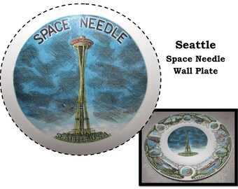 Vintage Mid Century Seattle Space Needle Staffordshire plate