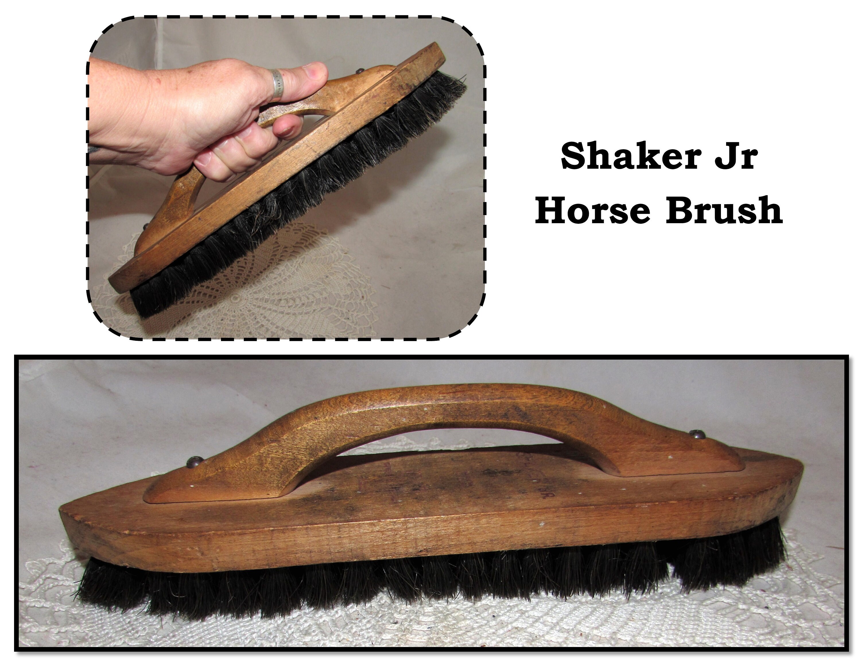 Horse brush Junior Brush&Co, wooden back, 14cm