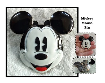 Black & White Enamel Mickey Mouse Lapel Hat Pin, Disney Parks Souvenir