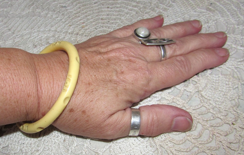 Vintage Butter Yellow Celluloid Bangle Bracelet image 4