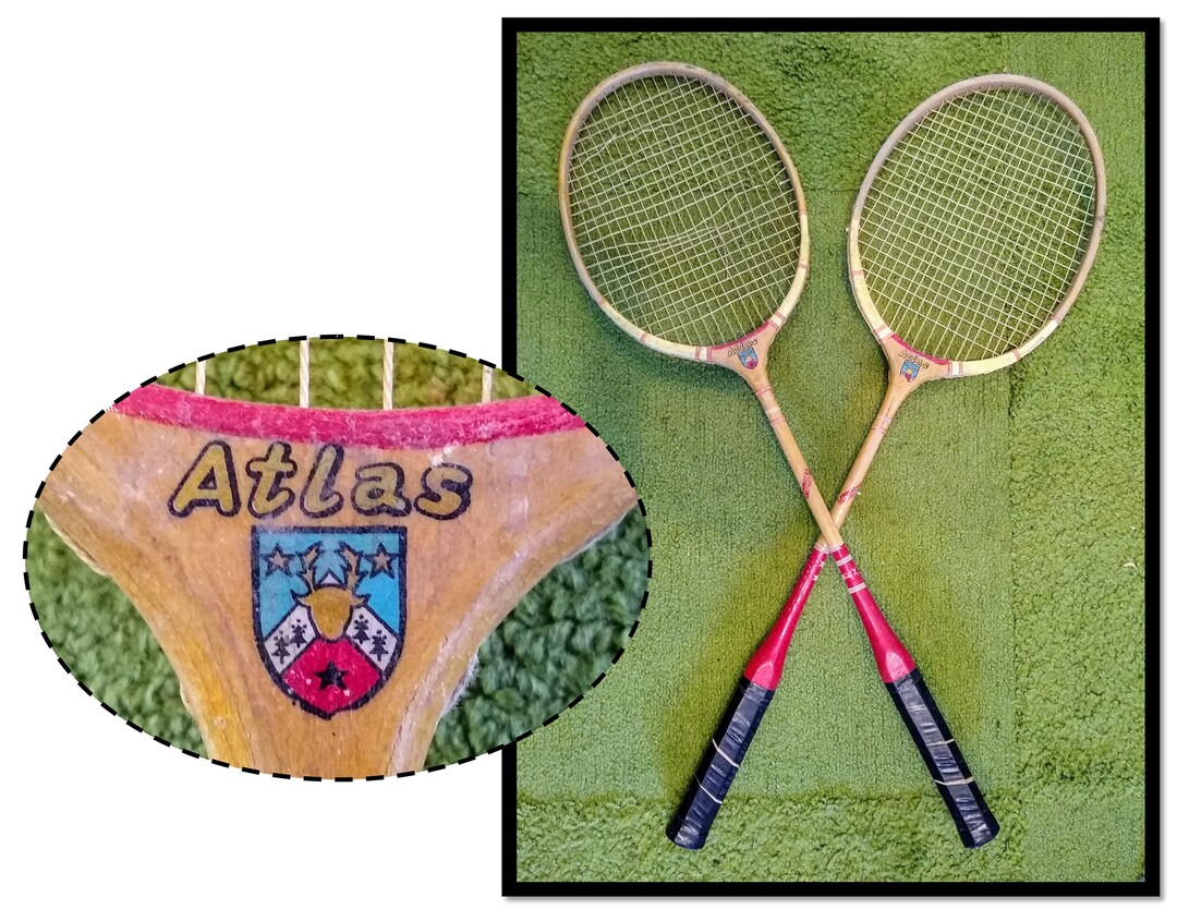 TWO Vintage ATLAS Badminton Rackets Racquets, Display, Made in Japan - Etsy